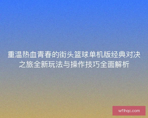 重温热血青春的街头篮球单机版经典对决之旅全新玩法与操作技巧全面解析