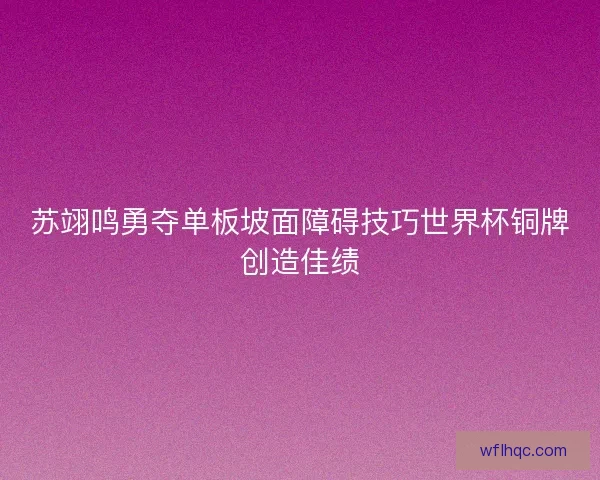 苏翊鸣勇夺单板坡面障碍技巧世界杯铜牌创造佳绩
