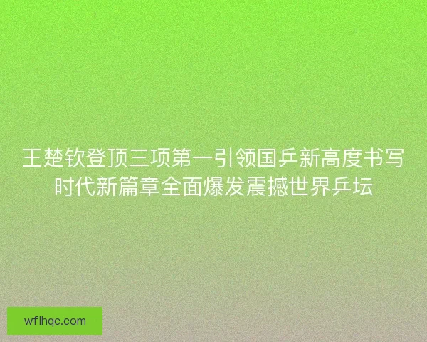 王楚钦登顶三项第一引领国乒新高度书写时代新篇章全面爆发震撼世界乒坛