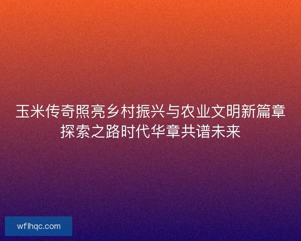 玉米传奇照亮乡村振兴与农业文明新篇章探索之路时代华章共谱未来